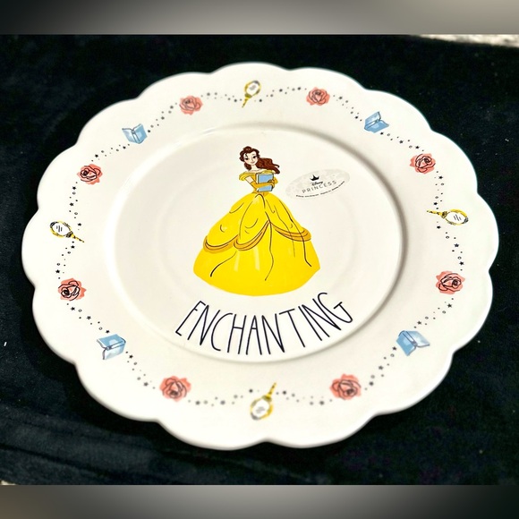 Rae Dunn Disney Princess Belle Dinner Plate Enchanting X 2 - New - Picture 2 of 4
